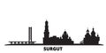 Russia, Surgut city skyline isolated vector illustration. Russia, Surgut travel black cityscape