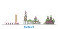 Russia, Surgut line cityscape, flat vector. Travel city landmark, oultine illustration, line world icons