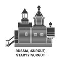 Russia, Surgut, Staryy Surgut travel landmark vector illustration