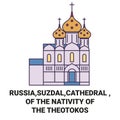 Russia,Suzdal,Cathedral , Of The Nativity Of The Theotokos travel landmark vector illustration
