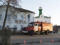 Russia, Suzdal - 06.11.2011. Fire truck on Kremlin street