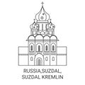 Russia,Suzdal, Suzdal Kremlin travel landmark vector illustration