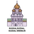 Russia,Suzdal, Suzdal Kremlin travel landmark vector illustration