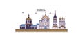 Russia, Suzdal tourism landmarks, vector city travel illustration