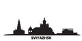 Russia, Sviyazhsk city skyline isolated vector illustration. Russia, Sviyazhsk travel black cityscape