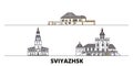 Russia, Sviyazhsk flat landmarks vector illustration. Russia, Sviyazhsk line city with famous travel sights, skyline