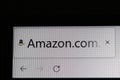 03-02-2022. Russia, Syktyvkar. Close up display screen Amazon website page.
