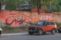 Russia, Syktyvkar, Komi Republic, expressive architecture of the city close-up, modern houses and old buildings, the contrast of t