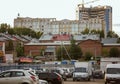 Russia, Syktyvkar, Komi Republic, expressive architecture of the city close-up, modern houses and old buildings, contrast of time,