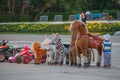 Russia, Syktyvkar, Komi Republic, Stefanovskaya Square in summer, toys, life in an original small city of Russia