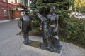 Russia, Taganrog-July 17, 2019; Monument on Taganrog street dedicated to the work of the writer Chekhov AP ` Thick and Thin`