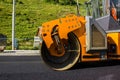 Russia, Terskol - August 15, 2017: repair of the road in the Elbrus region. As a result of the mudslide, a part of the asphalt