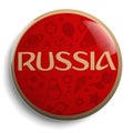 Russia Text Football Red Round Symbol