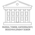 Russia, Tomsk, Kafedral'nyy, Bogoyavlenskiy Sobor travel landmark vector illustration