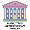Russia, Tomsk, Universitetskaya Roshcha travel landmark vector illustration Royalty Free Stock Photo