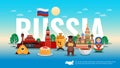 Russia Travel Flat Composition