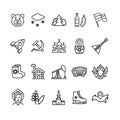 Russia Travel and Tourism Black Thin Line Icon Set. Vector Royalty Free Stock Photo