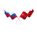 Russia and Turkey flags. Vector illustration.