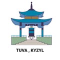 Russia, Tuva, Kyzyl travel landmark vector illustration Royalty Free Stock Photo