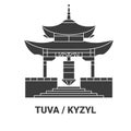 Russia, Tuva, Kyzyl travel landmark vector illustration Royalty Free Stock Photo