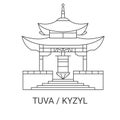 Russia, Tuva, Kyzyl travel landmark vector illustration Royalty Free Stock Photo