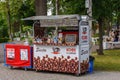 Russia, Tver region, August 2018. Outdoor mobile cafe