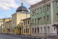 Russia, Tver region, August 2018. View of the street with old buildings