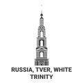 Russia, Tver, White Trinity, travel landmark vector illustration