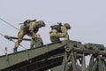 Russia. Tyumen, August 11, 2019: international Army Games. Final `Safe route` Heavy mechanized bridge 3M2