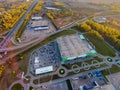 Russia, Ufa. 09 2014. Aerial view of big shops Royalty Free Stock Photo