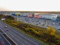 Russia, Ufa. 09 2014. Aerial view of big shops Royalty Free Stock Photo