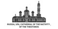 Russia, Ufa, Cathedral Of The Nativity , Of The Theotokos travel landmark vector illustration