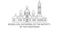 Russia, Ufa, Cathedral Of The Nativity , Of The Theotokos travel landmark vector illustration