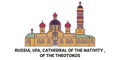 Russia, Ufa, Cathedral Of The Nativity , Of The Theotokos travel landmark vector illustration