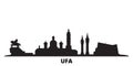 Russia, Ufa city skyline isolated vector illustration. Russia, Ufa travel black cityscape Royalty Free Stock Photo