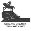 Russia, Ufa, Monument , To Salavat Yulaev travel landmark vector illustration