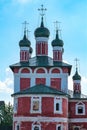 Russia, Uglich, July 2020. View of the Cathedral of Tsarevich Dmitry on the Blood from the side of the round chapel.