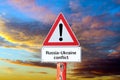 Russia Ukraine conflict warning sign Royalty Free Stock Photo