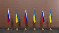 Russia and Ukraine flags. flag Russia and Ukraine. Summit concept, 3D work and 3D image