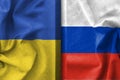 Russia and Ukraine flags , war background concept Royalty Free Stock Photo