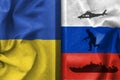Russia and Ukraine flags , war background concept Royalty Free Stock Photo