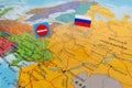 Russia and Ukraine map. Stop war concept image hot spot defending territory Royalty Free Stock Photo