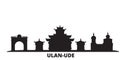 Russia, Ulan Ude city skyline isolated vector illustration. Russia, Ulan Ude travel black cityscape