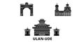 Russia, Ulan Ude flat travel skyline set. Russia, Ulan Ude black city vector illustration, symbol, travel sights