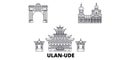 Russia, Ulan Ude line travel skyline set. Russia, Ulan Ude outline city vector illustration, symbol, travel sights