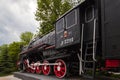 Russia Ulyanovsk 2018.06.05. The locomotive-monument L-3291. Powerful beautiful Russian locomotive