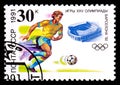 RUSSIA, USSR - CIRCA 1991: A postage stamp from USSR showing Football at XXV Sport Olympics Games Barcelona 1992