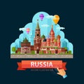 Russia vector logo design template. Moscow city or Royalty Free Stock Photo