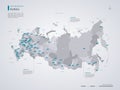 Russia vector map with infographic elements, pointer marks