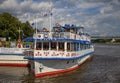 Russia, Veliky Novgorod - August 20, 2023: Pleasure boat on the Volkhov river